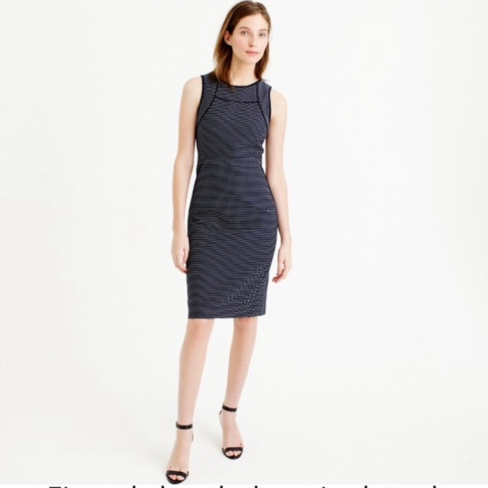 NWT J.Crew Navy w/ White Polka Dot Work Dress Sz 4